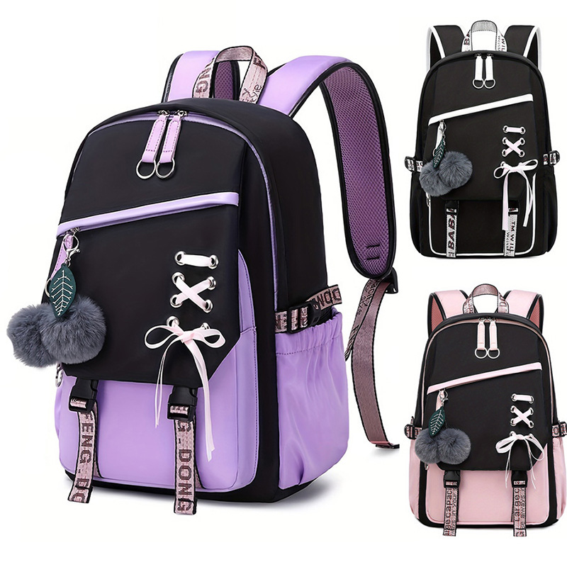 Mochila Color Block para adole - School Backpack Teen reseña y precio
