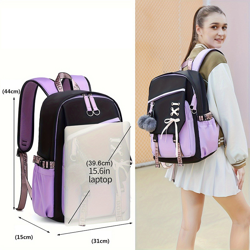 Mochila Color Block para adole - School Backpack Teen reseña y precio