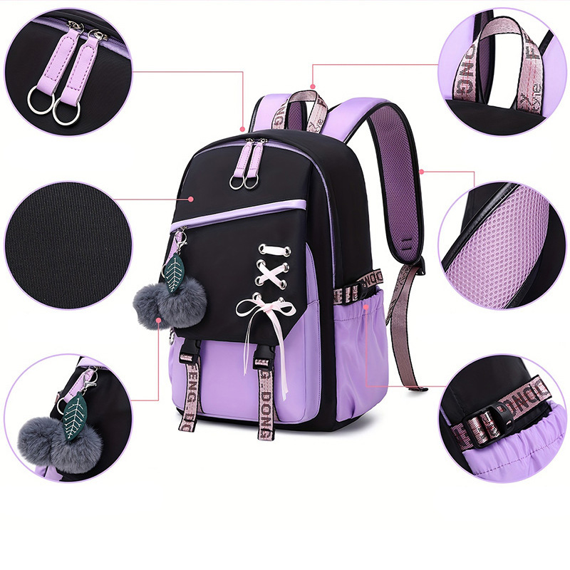 Mochila Color Block para adole - School Backpack Teen reseña y precio